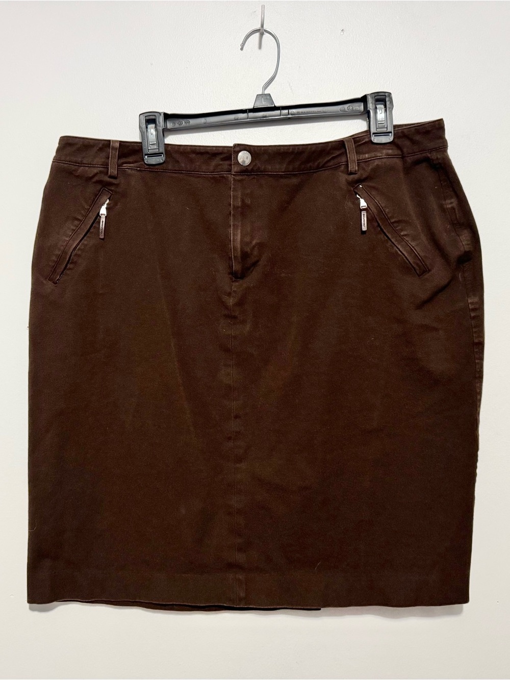 Lauren Ralph Lauren Dark Brown Pencil Skirt with Zip Pockets